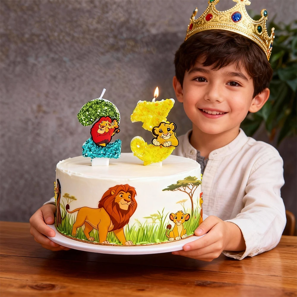 Vela con Número del Rey León del 0 al 9, Decoración para Pastel de Cumpleaños de Bebé, Adorno para Pastel de Cumpleaños del Rey León Simba, Decoración para Baby Shower, Regalo