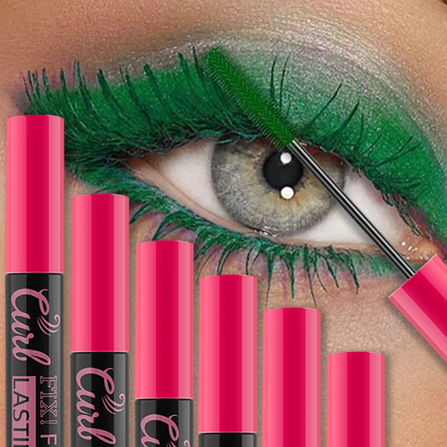 9 สี Curling มาสคาร่ากันน้ําแห้งเร็ว Eyelashes Extension Multicolor Lashes แต่งหน้ายาวนานสีขาวสีฟ้าสีม่วงสีแดง Masca