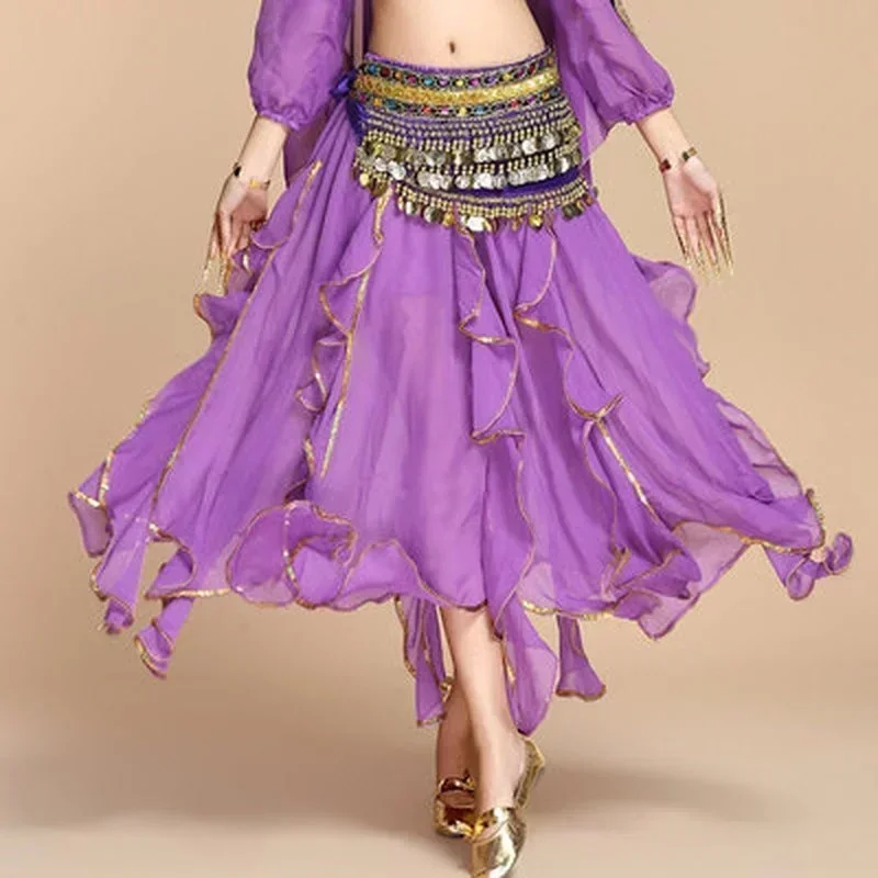 Belly Dance Costume Skirt Indian Dance Bottoms Large Lotus Leaf Skirt Belly Dance Stage Performance Female Skirt