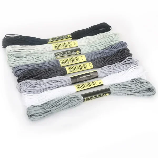 8lot 7.5m Silk Line Cotton Cross Stitch Thread Sewing Kit