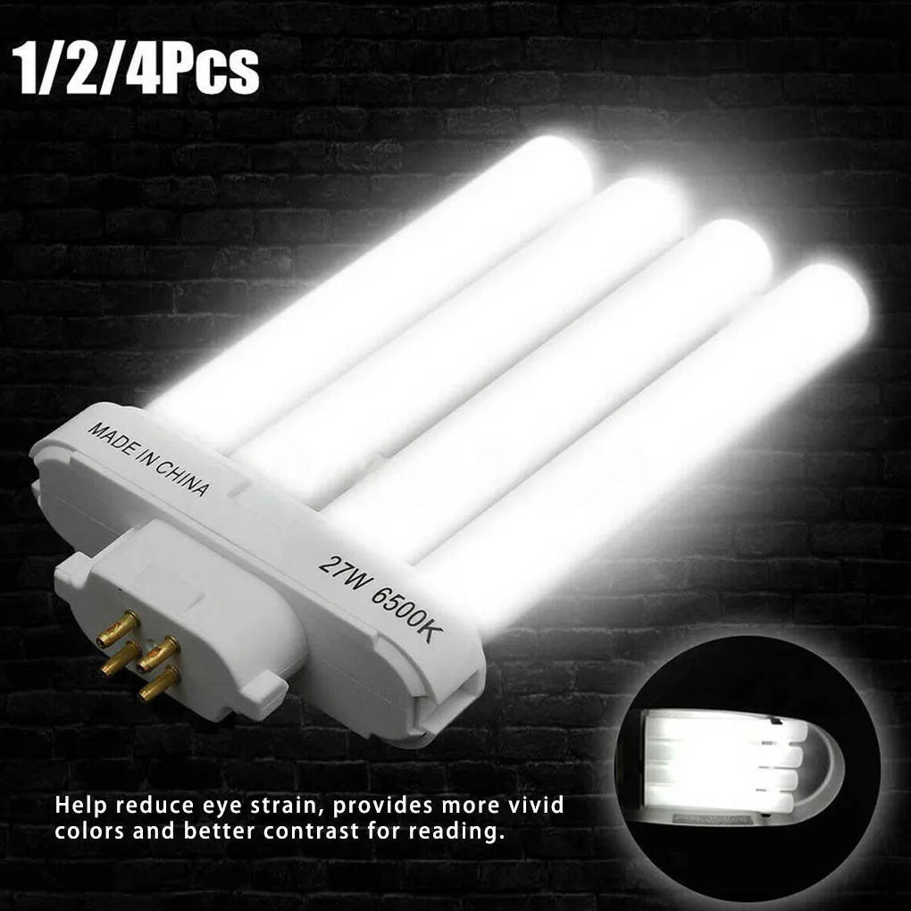 3/2/1PCS 27W 4-pin Quad Tube Compact Fluorescent Light Bulb Parts Working Lighting Accessory Household Office Dormitory