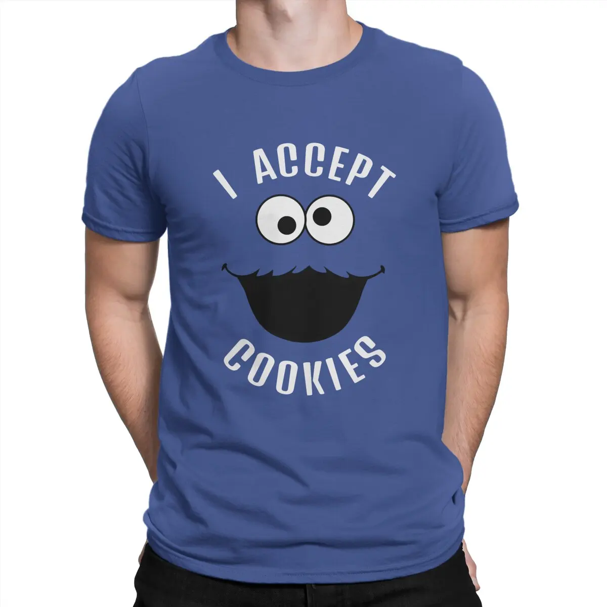 Cool I Accept T-Shirts Men Crewneck Pure Cotton T Shirts Cookie Monsters Face Short Sleeve Tee Shirt Gift Idea Tops