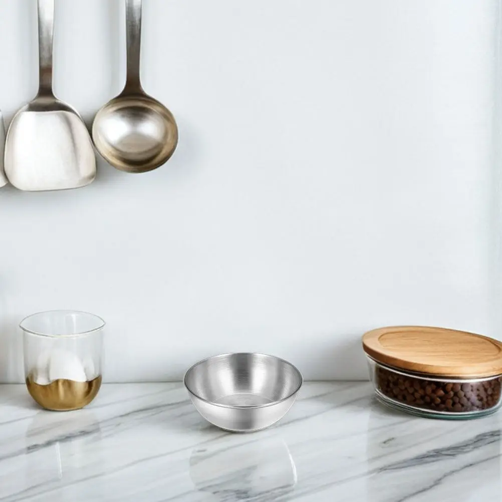 

Набор из 4 маленьких круглых мисок из нержавеющей стали для соусов, приправ, оливкового масла, уксуса, соевого соуса, для индивидуальных закусок