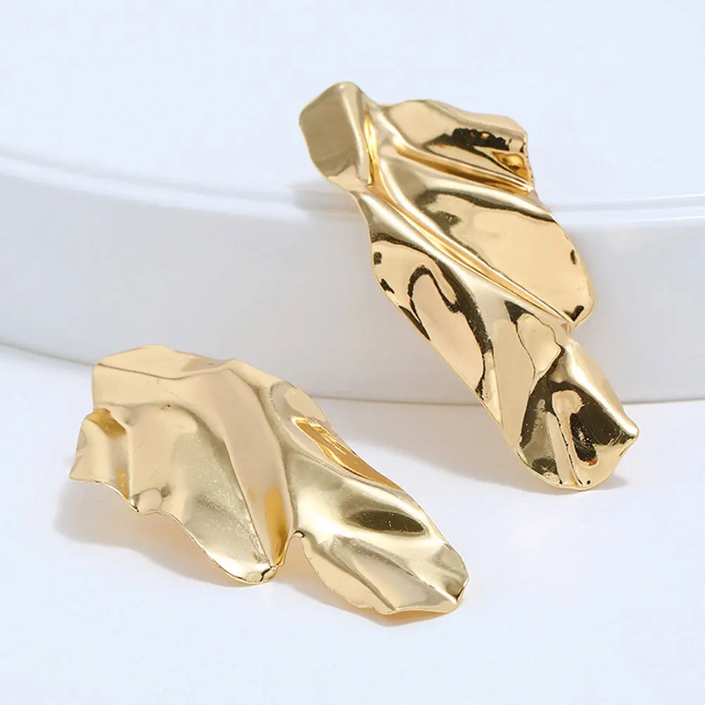 1 Pair Abstract Metal Art Earrings Gold Alloy Fashion Jewelry Eye-Catching for Birthday Work Gift Earrings Jewelry Gift
