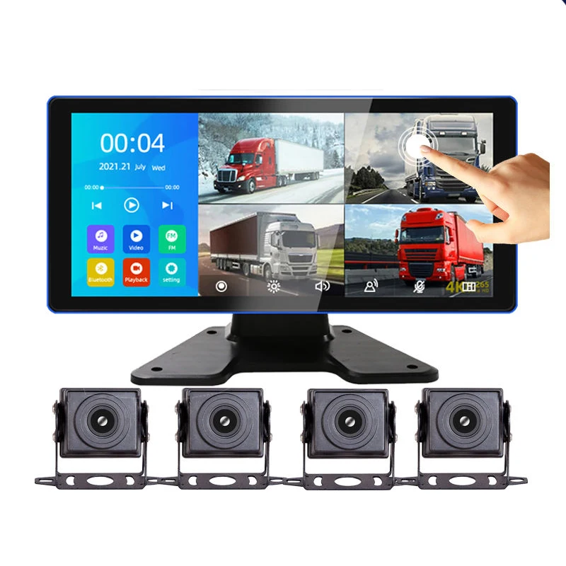 

4CH Vehicle Monitor System 1080P Camera 10.36 Inch Touch Screen MP5 FM DVR for Car Truck Bus Surveillance Parking Recorder