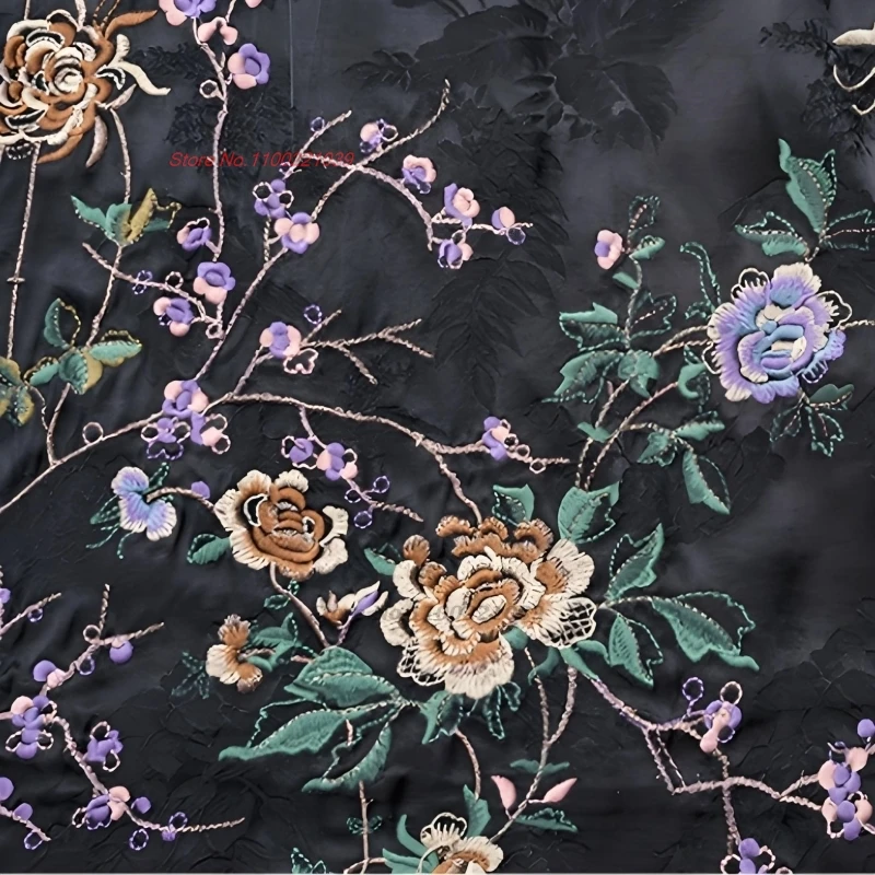 تنورة صينية عتيقة لعام 2025 تنورة جاكار ساتان مطرزة بالزهور الوطنية تنورة شرقية تقليدية بخصر مطاطي تنورة على شكل حرف a