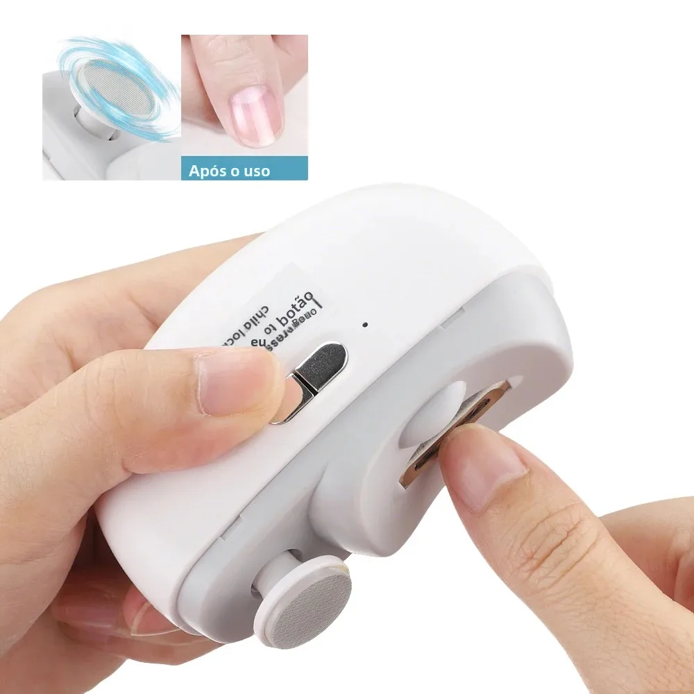Cortador de unhas elétrico de segurança automático cortador de unhas com luz portátil polimento aparador de unhas para crianças adultos idosos