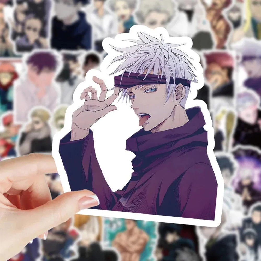 Jujutsu Kaisen Anime Adesivos para Crianças, Decalques dos desenhos animados, Skate, Geladeira, Computador portátil, Bicicleta, Legal, Impermeável, Brinquedos, 10 pcs, 30 pcs, 50 pcs, 100pcs