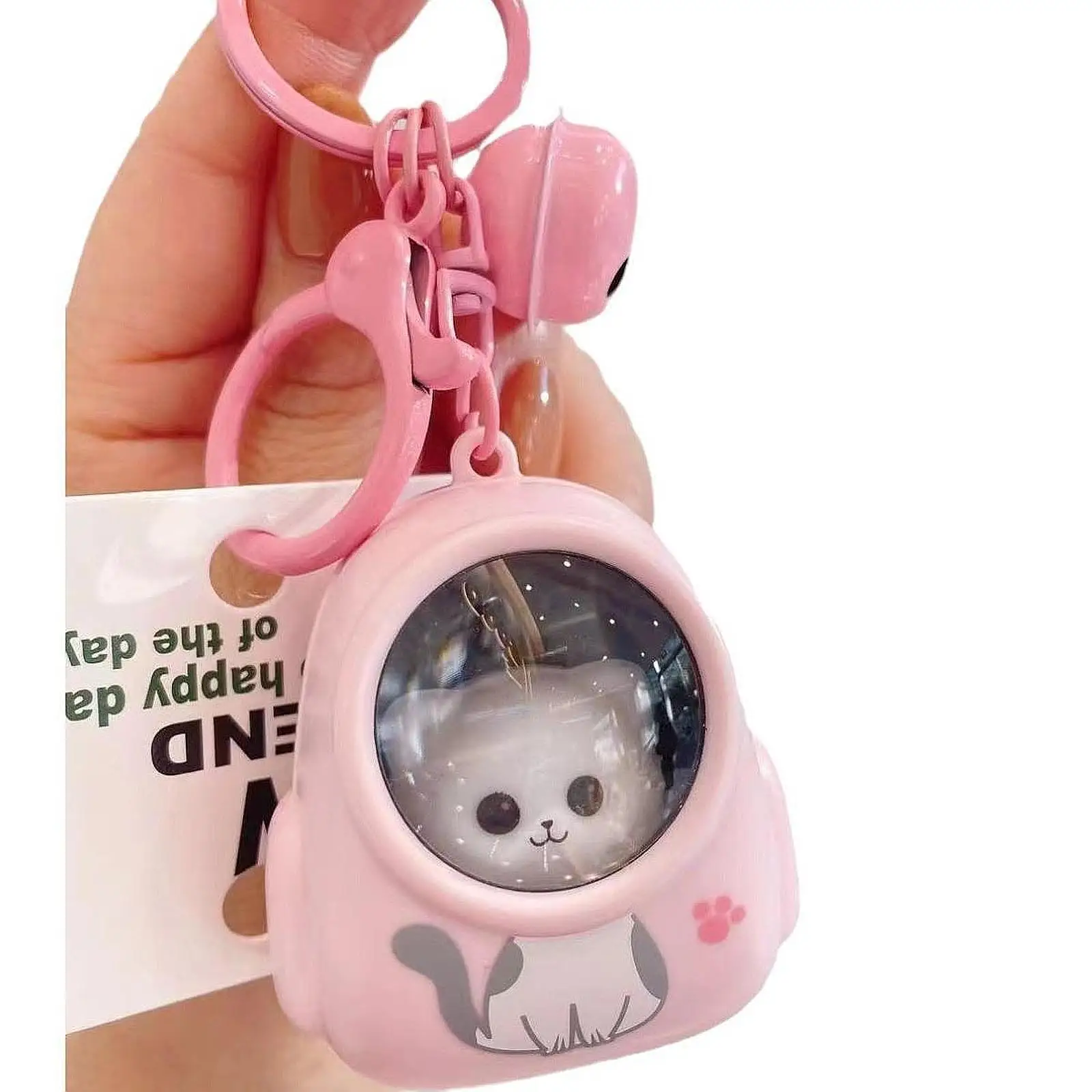 백팩 펜던트 귀여운 고양이 키체인 플러시 액세서리 미니 가방 키링 야간 조명 참 장식 소녀 패션