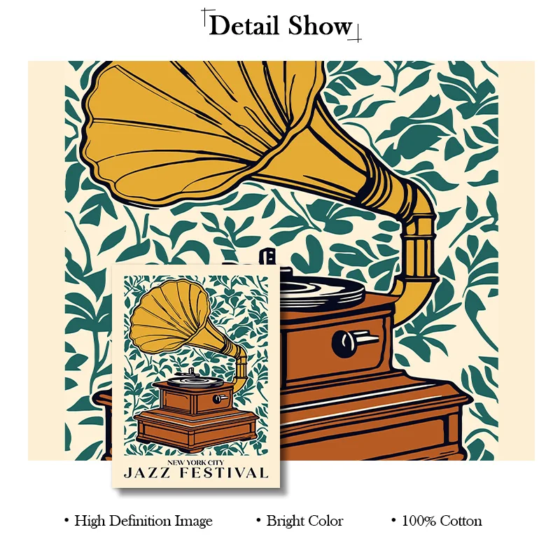 الملونة قسم الموسيقى مهرجان ملصق فني خمر الجاز الغيتار أداة الموسيقى الفصول الدراسية معرض الرسم على لوحات القماش الجدارية