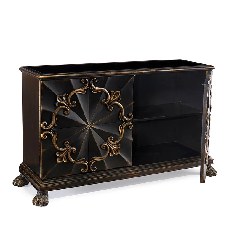 American solid wood retro engraved old porch cabinet shoe cabinet locker
