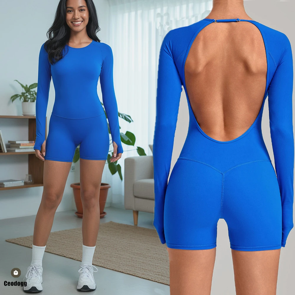 Pad Women's Backless Tracksuit Yoga Set One-Piece Sportswear Gym Overalls Worko…