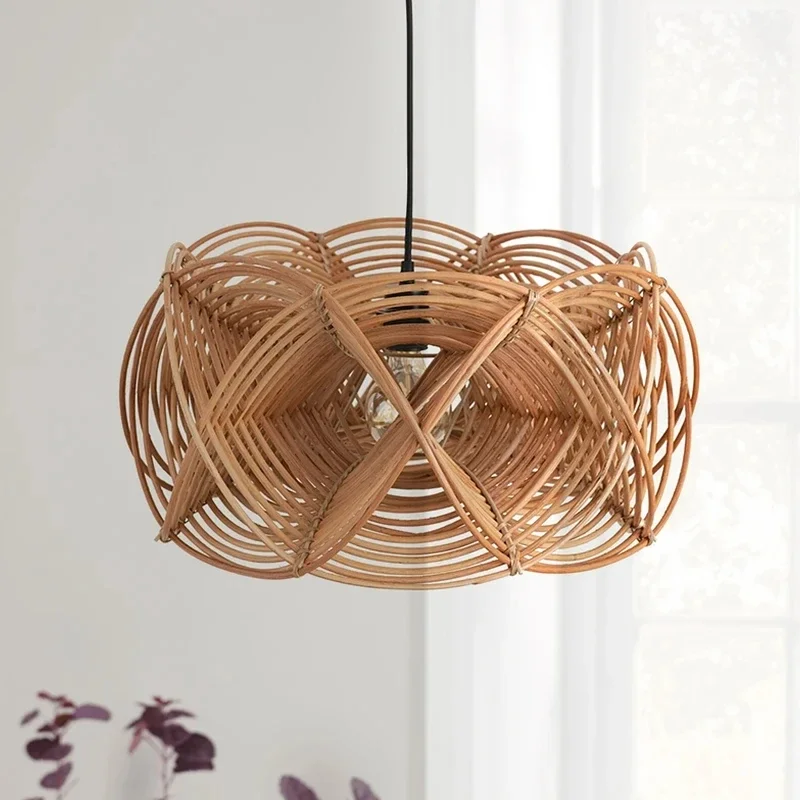 

Creative Rattan Lamp Minimalist Handmade Art Pendant Light Cafe Restaurant Decoration Modern Home Lighting Fixture E27 Luminaire