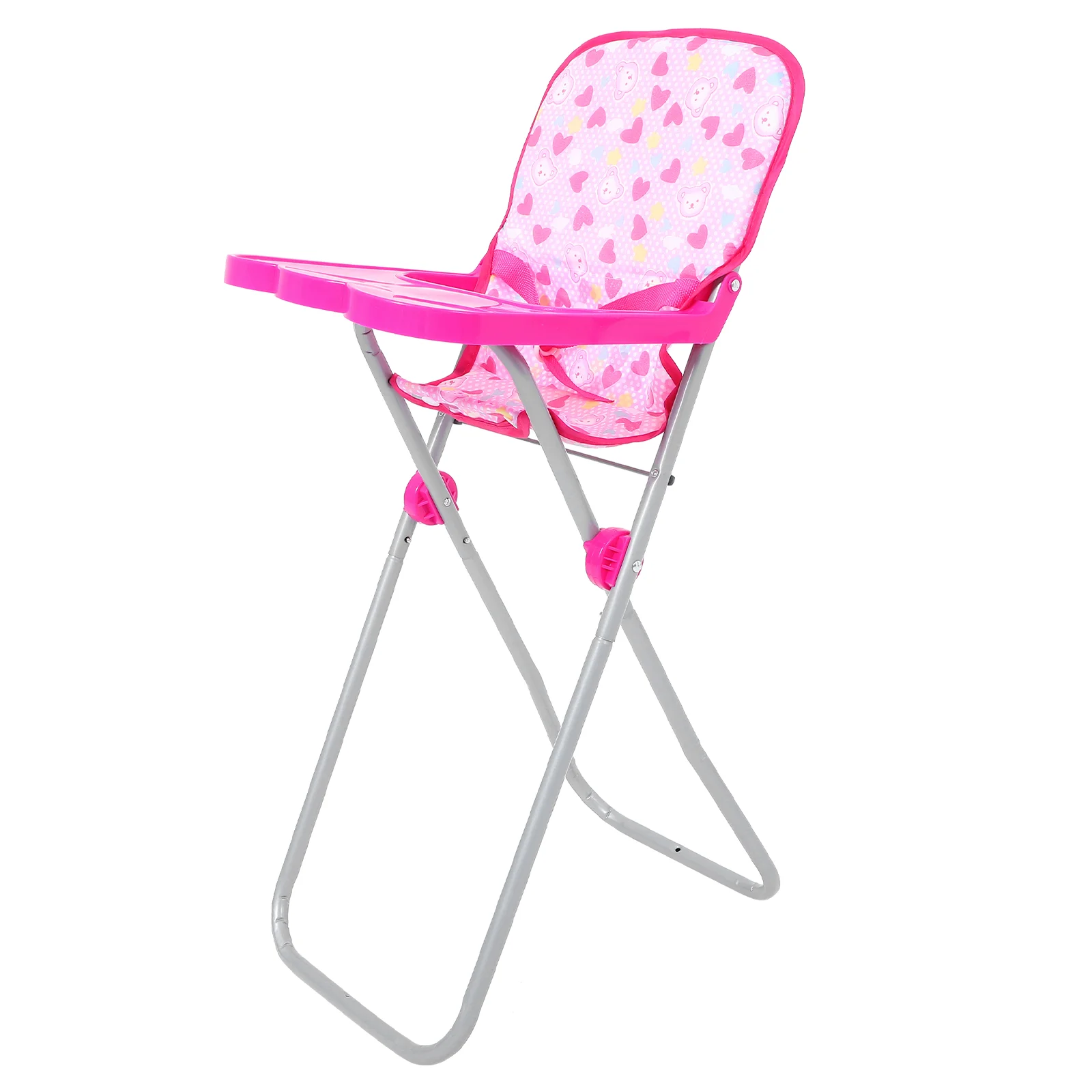 High Chair for Toddlers Dolls Dining Baby Girl Toys Highchair Decorate Furniture Accessories Pink Cloth Movable