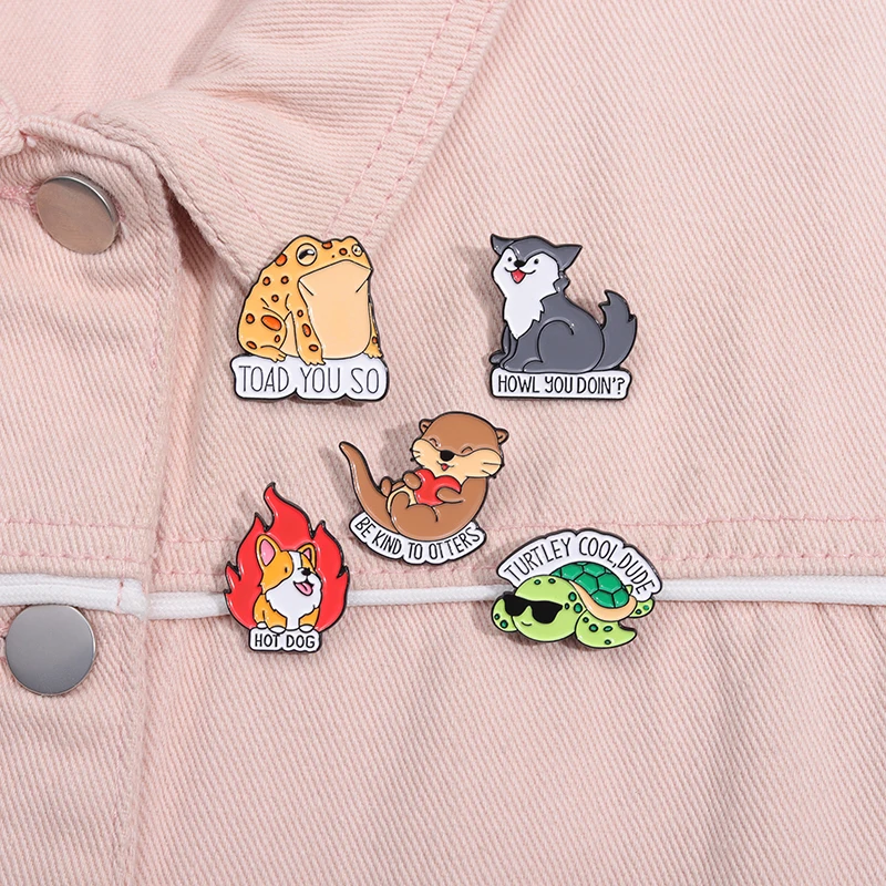 Animal Dog Shaped Enamel Pins Cute Love Butt Corgi Brooches Clothes Cartoon Decorative Lapel Badge Jewelry Gift for Kids Friends