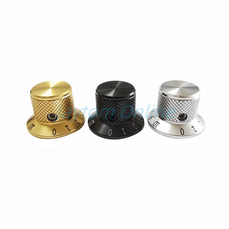 2pcs Black/Silver/Gold Aluminum Alloy Switch Potentiometer Caps Volume Audio Electric Guitar Bass Knobs 25X17mm Screw Type