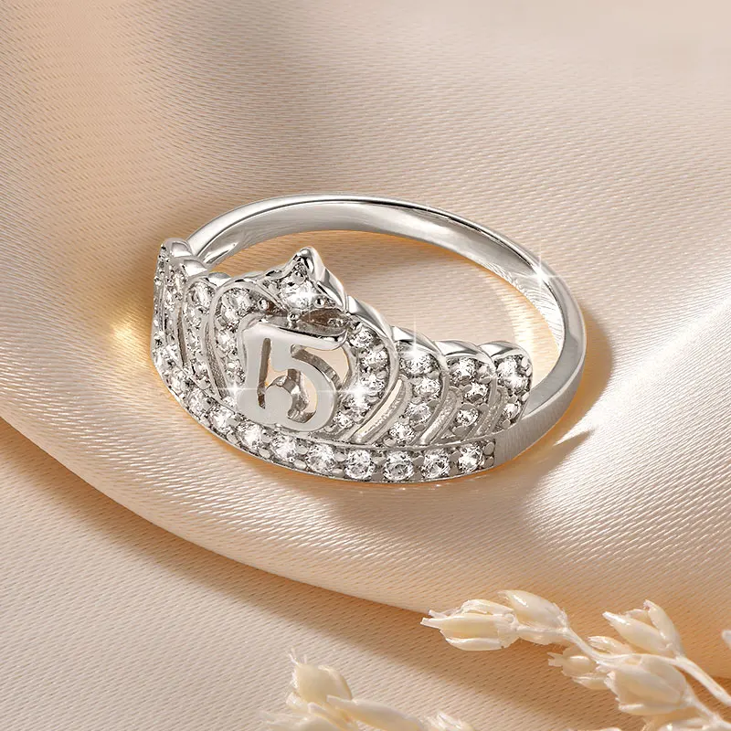 OXTAO Luxury Crown Ring Anniversary Gift 14K Gold Filled CZ Lab Imitation Diamond Bridal Wedding Female Jewelry Accessories