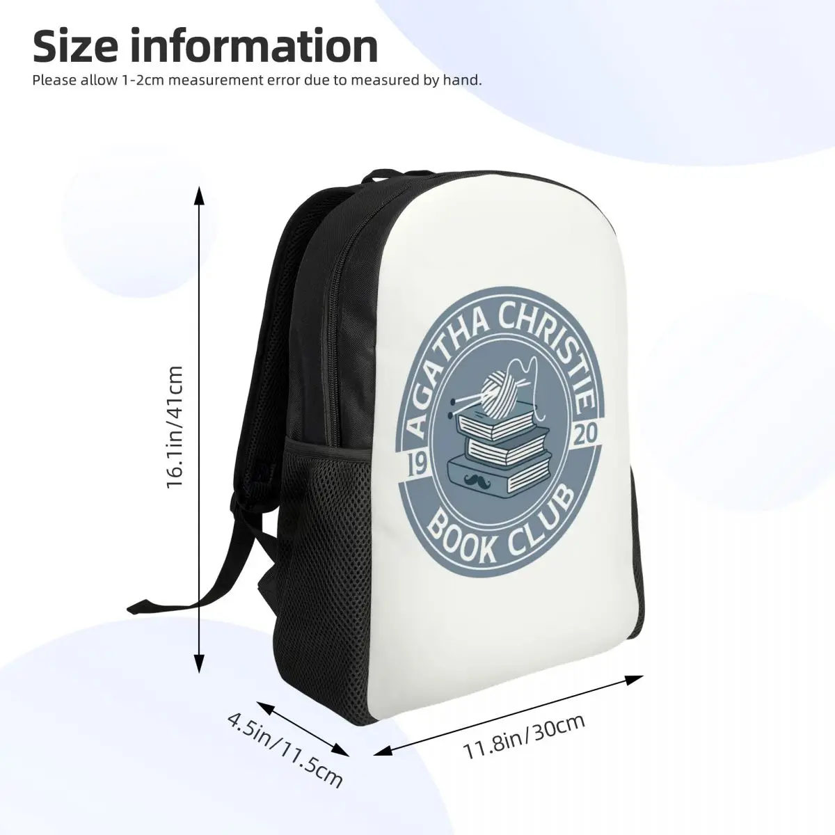 Agatha Christie Book Club Student Backpack School Bag Hiking Travel Daypack for Boys Girls Fashion Bookbag Shoulder Bags