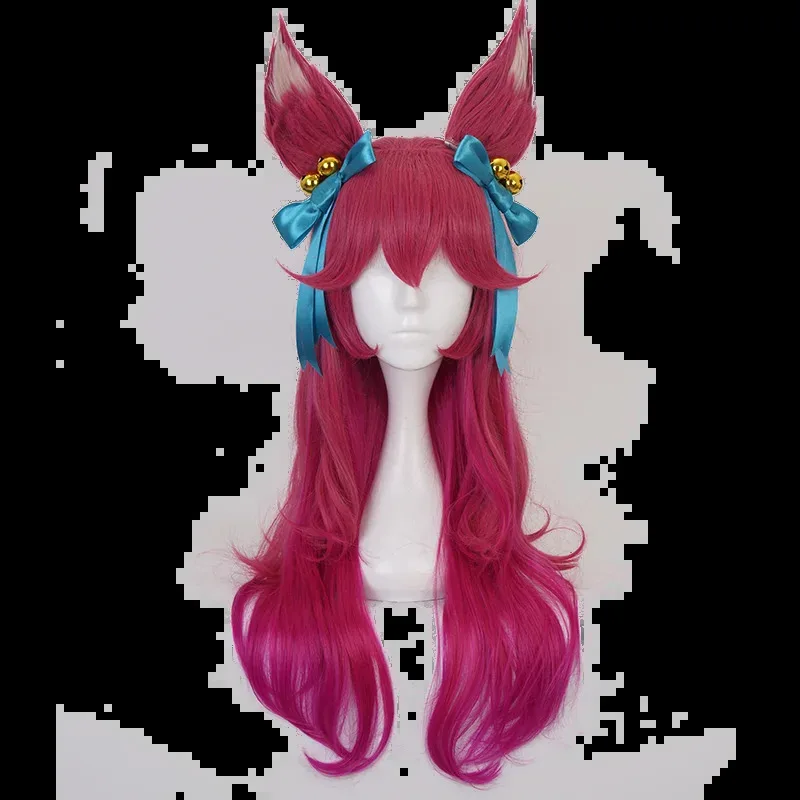 DISPONIBILE UWOWO League of Legends LOL Spirit Blossom Ahri Foxx Parrucca Cosplay con orecchie Capelli lunghi