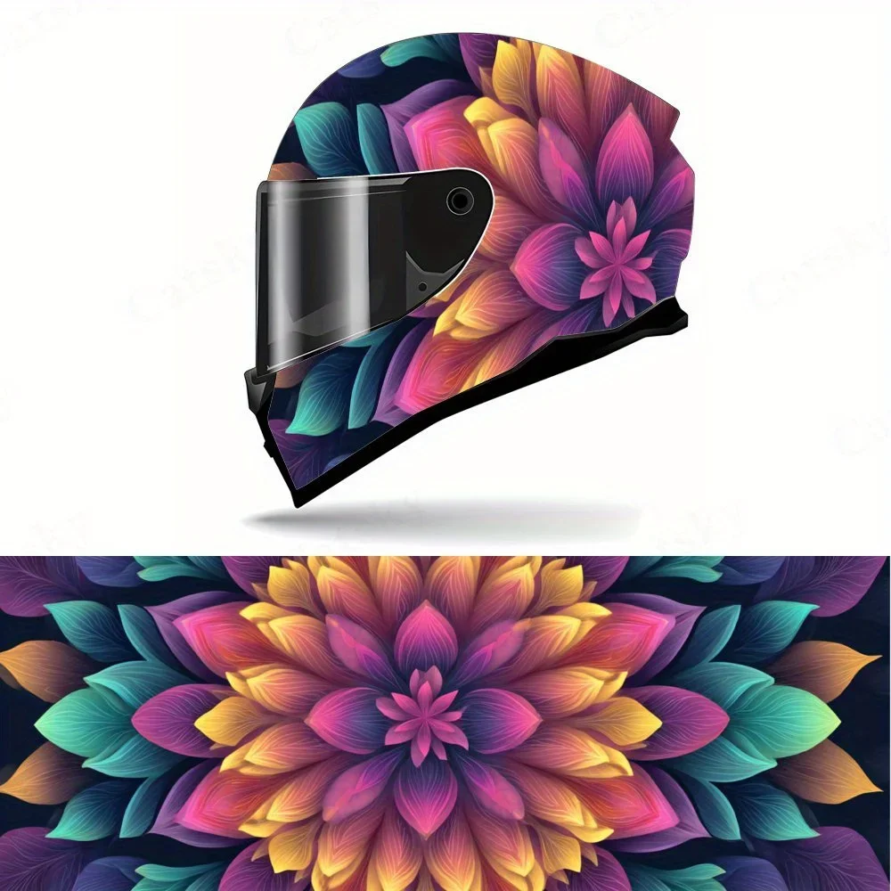 Adesivo Colorido de Mandala Mística para Capacete de Moto, Gráfico de Corrida, Decalque de PVC Autoadesivo à Prova d'Água, Impactante