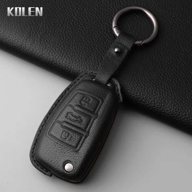 

Genuine Leather Car Key Case Cover Shell For Audi A3 8L 8P A4 B6 B7 B8 A6 C5 C6 4F RS3 Q3 Q7 TT 8L 8V S3 Protector Accessories