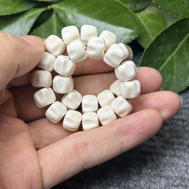 Natural deer antler carved passion , oil content, high density, 108 Buddha beads, cypress seed bracelet, 8*10*