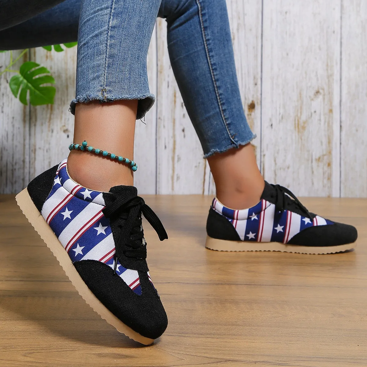 Casual Female Sneakers Women Vulcanized Shoes 2023 Summer Trend Color Blocking Printing Running Mom Shoe Lightweight Rubber Sole