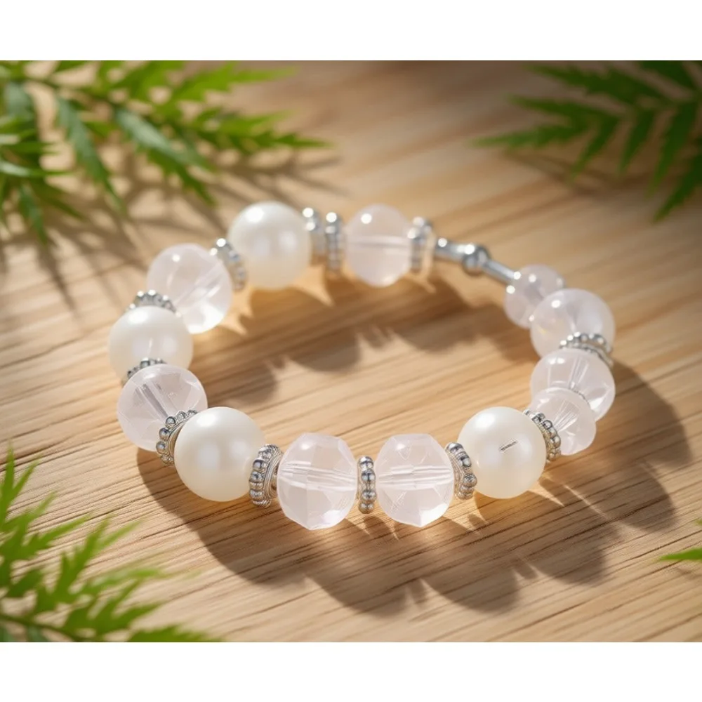 

Браслет из бисера и кристаллов с металлическими элементами серебристого цвета, элегантный подарок для женщин