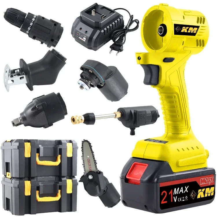 KM Wholesale Price 21V Multi Tools Power Tools Cordless Electric Saw Power Drill Combo Kit Tool Set Box