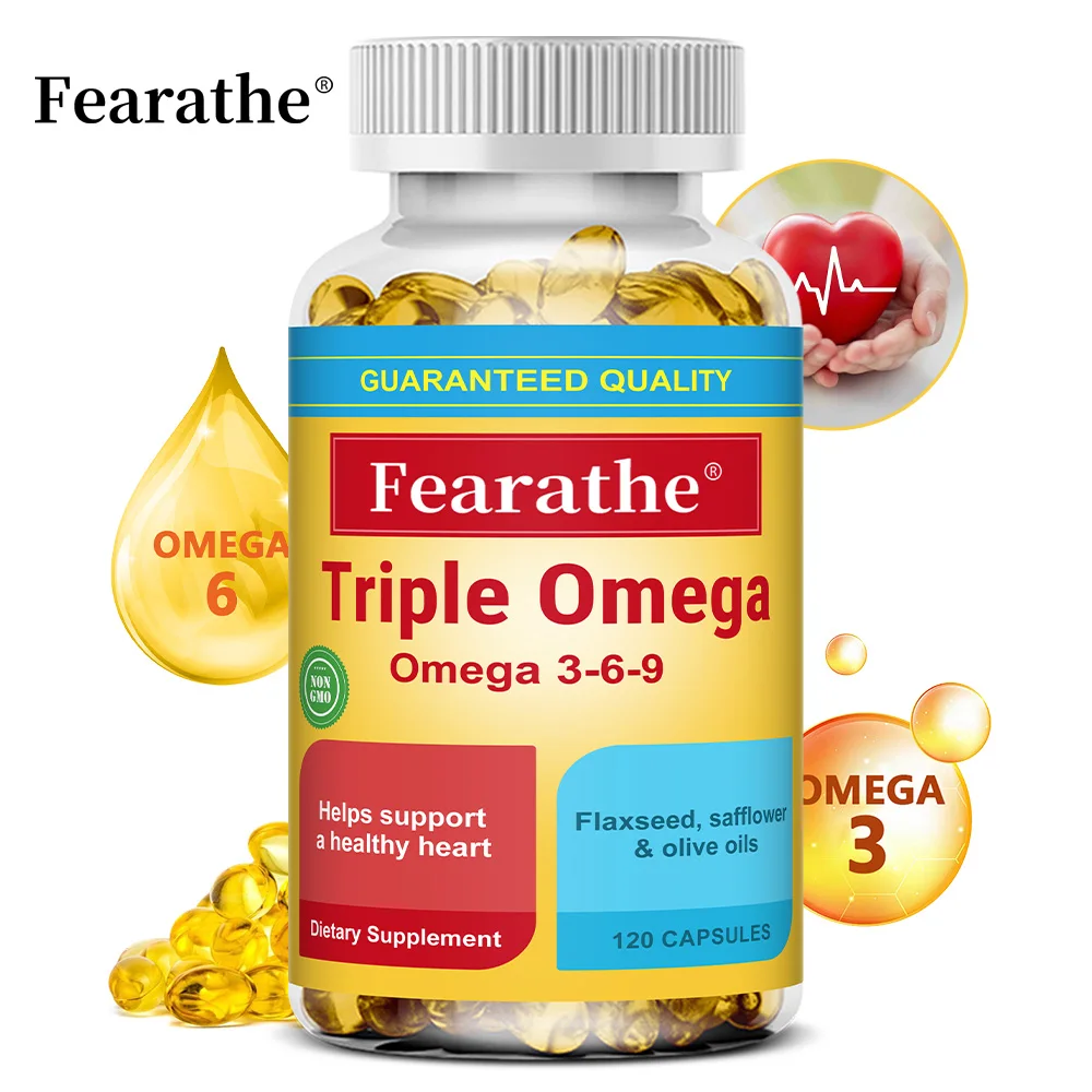 

Triple Omega Capsules,Omega 3-6-9 Supplement for Healthy Heart, Brain, and Eye Support,Non-GMO Gluten Free