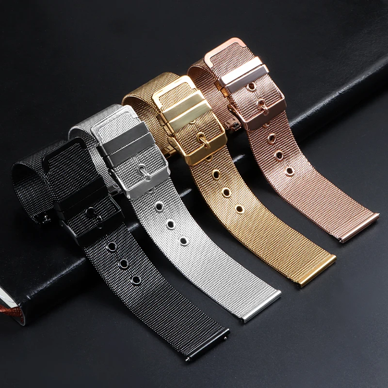 18mm 20mm 22mm 24mm Metal Milanese Watchband for Omega for Seamaster 0.4mm 1.0mm Mesh Stainless Steel Bracelet Strap for Seiko