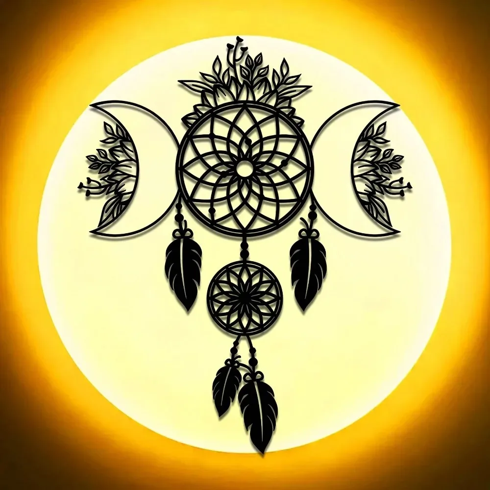 CIFBUY Iron Wall Art Moon Mandala Metal Waterproof Sculpture For Home Boho Hanging Decor Rustic Gift