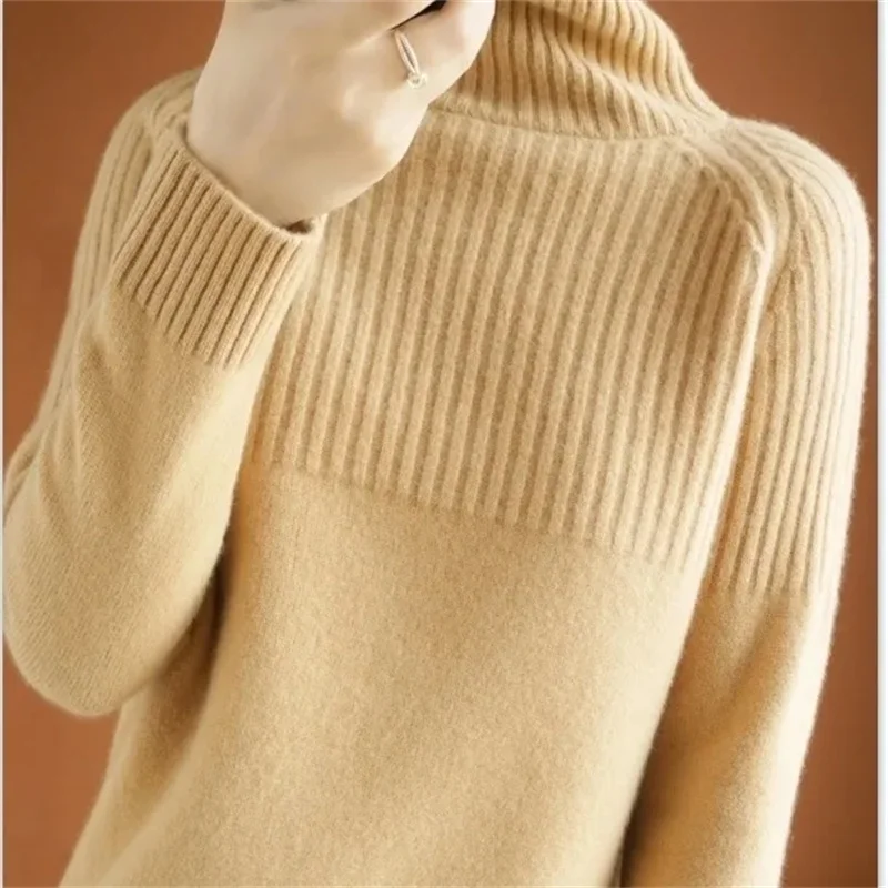 

Women's Turtleneck Sweater Fall Winter New Loose Warm Knit Pullover Tops Candy Colors Knitwear Jumper Korean Soft Casual 2024 Ne