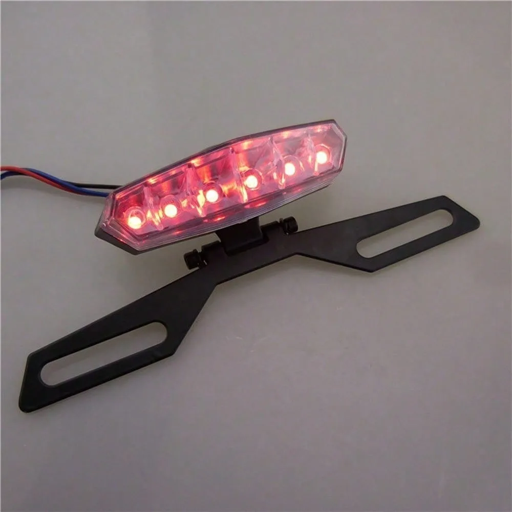 دعامة لوحة ترخيص الدراجة النارية العالمية، حامل مصباح خلفي LED قابل للطي للدراجة الترابية ATV/الدراجة الترابية، ملحقات التثبيت الخلفية المقاومة للماء #6