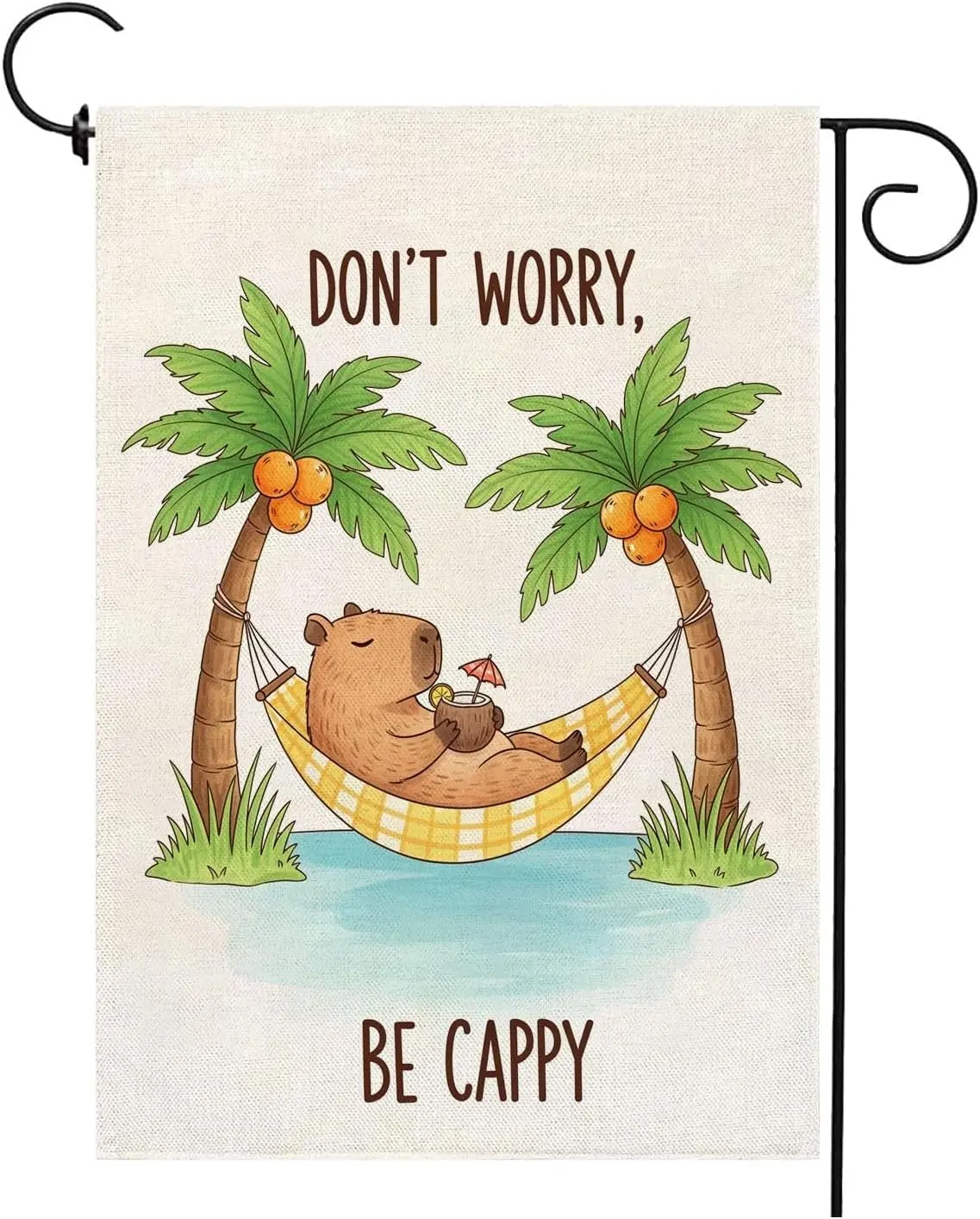 Summer Beach Garden Flag 12x18 Inch Double Sided Don't Worry Be Cappy Seasonal Holiday Burlap Yard Pool Outdoor Decorati AAS