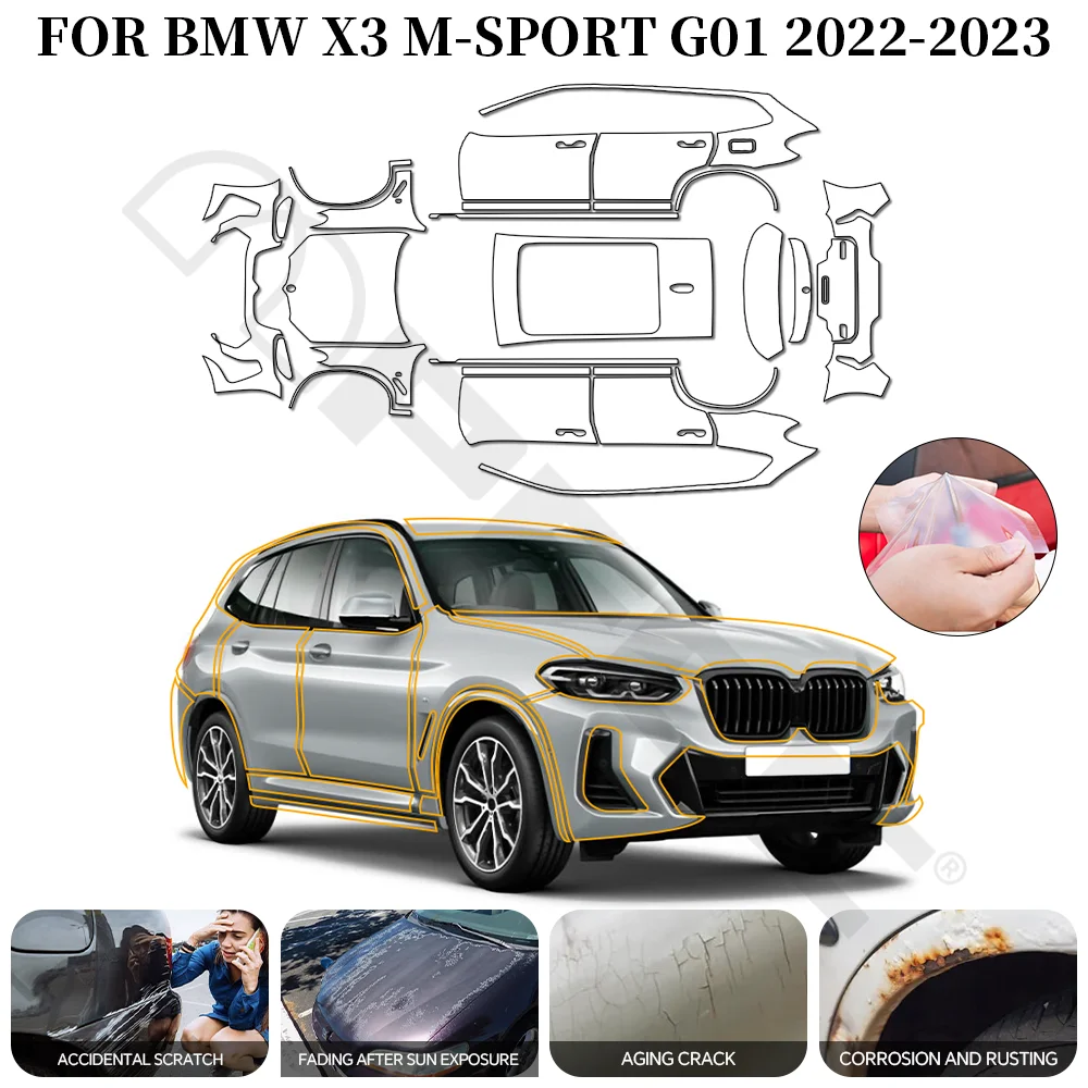 Precut Full Car TPU PPF Film 8.5Mil HD Clear Anti-Scratch For BMW X3 M-Sport 2022 2023 Car Paint Protection Exterior Accessory