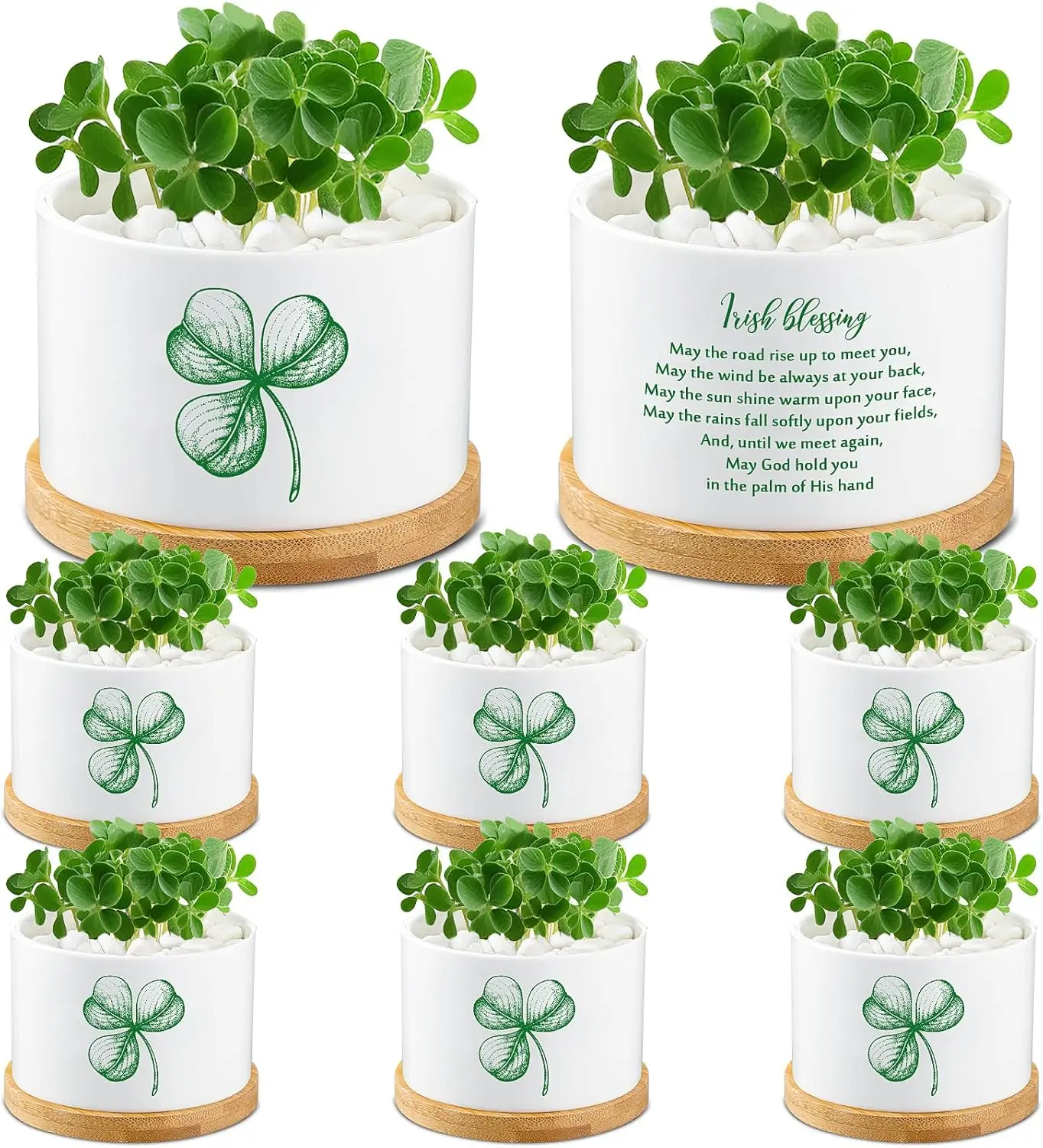 

Набор из 6 мини-горшков для суккулентов ко Дню Святого Патрика - 3,15 дюйма, маленькие керамические горшки с клевером-шамроком, ирландские горшки-талисманы, зеленые горшки для счастливых цветов