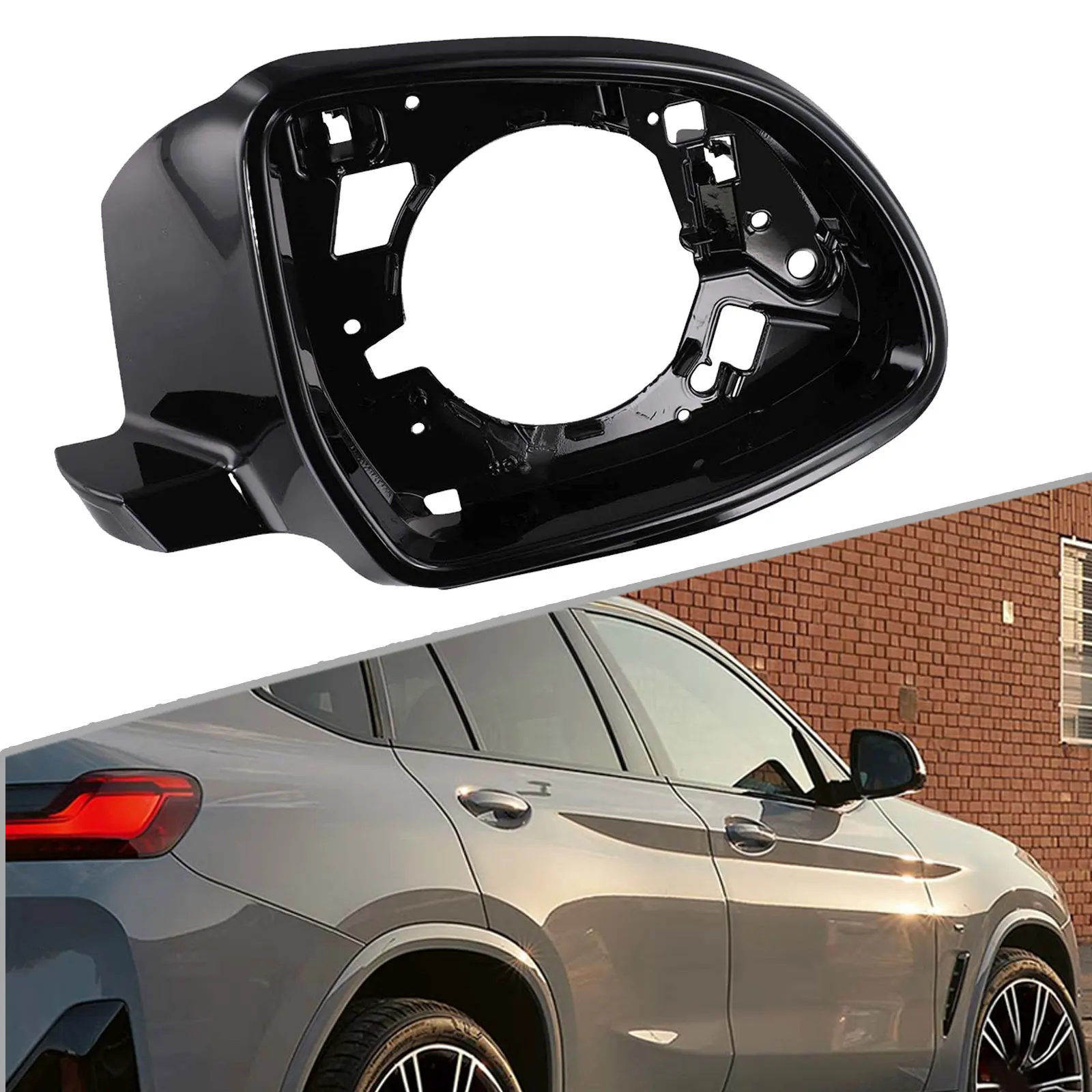 1pc Car Right Mirror Mirror Support Cover Trim Black For BMW G01 G02 G05 G06 G07 For X3 X4 X6 X7 OEM Number 51167468260