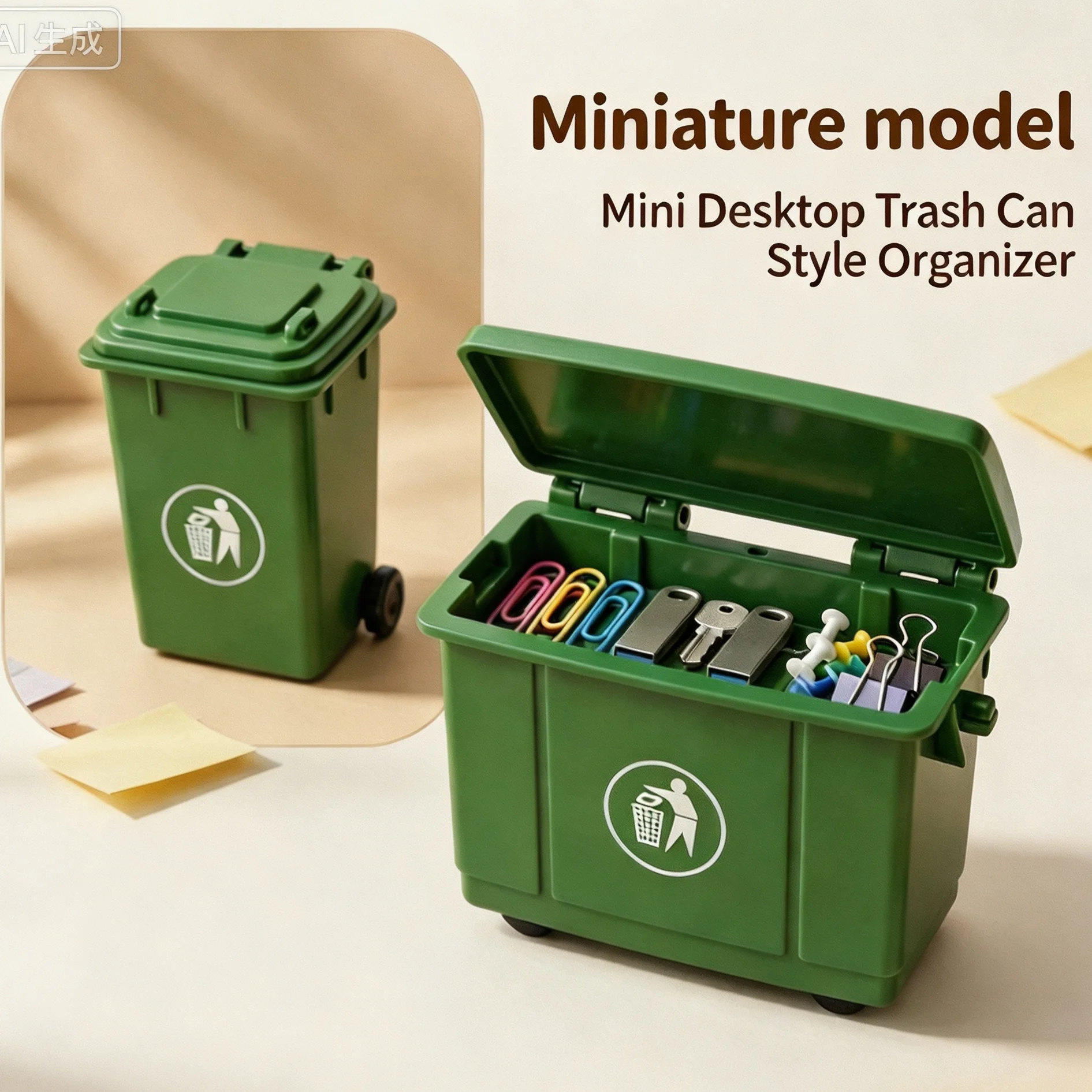 2/4Pcs Mini Desktop Storage Box Portable Trash Container Dollhouse Decor Cosmetic Jewelry Stationery Organizer