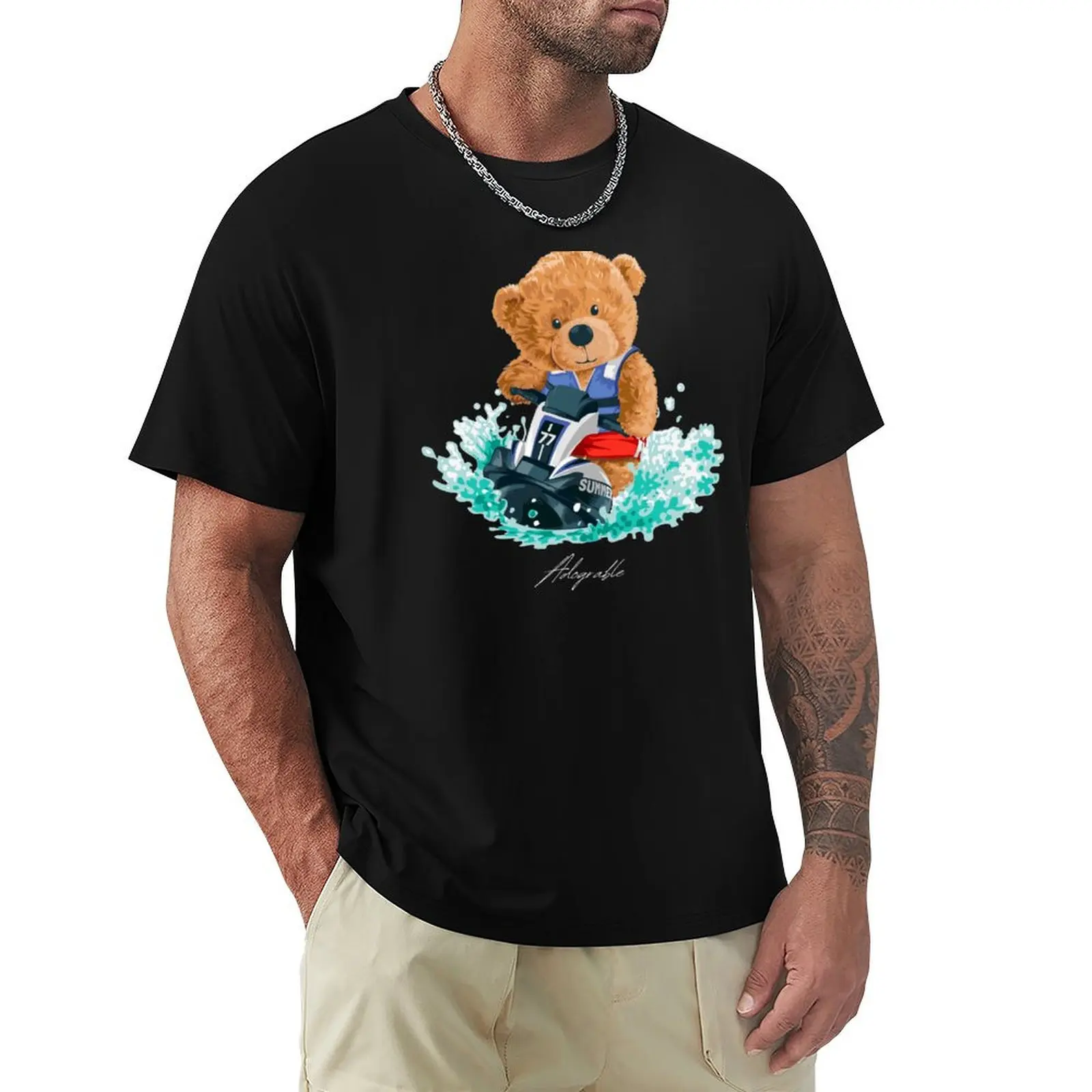 Cute Bear jetskiiing - Adograble Jetski T-Shirt Moisture Wicking Athletic T-Shirt