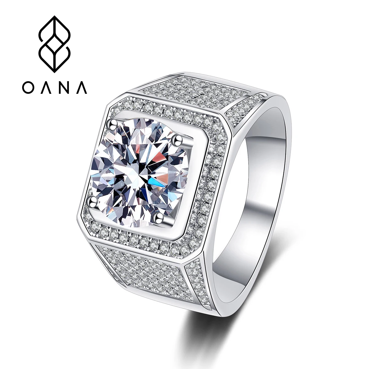 

OANA 925 Sterling Silver Men'S Ring Moissanite Domineering Pt950 Atmosphere For Boyfriend Jewelry