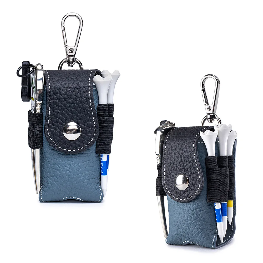 Genuine Leather Man Outdoor Golf Bag Portable Small Ball Bag Woman Waist-hanging Accessory Bag Stylish Color-blocked Storage Bag