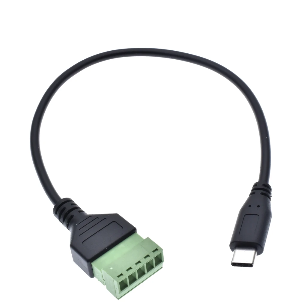1PC  Type-C Male to 5 Pin Female Bolt Screw Connector with Shield Terminal Plug Adapter Cable