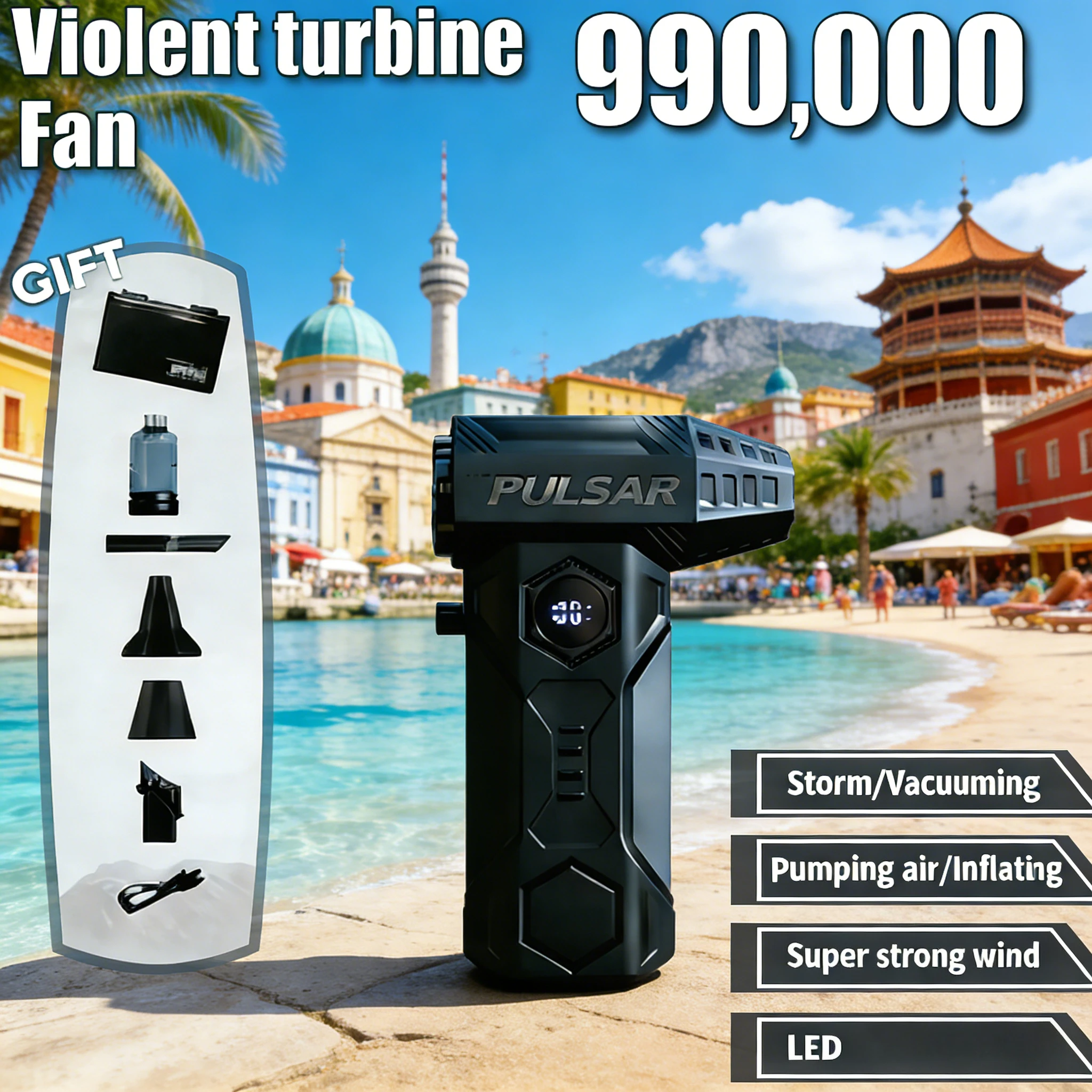 

X11Pro 2-в-1 Бесщеточный пылесос-воздуходувка | 990000 об/мин, 75 м/с, сильный воздушный поток | Аккумулятор 10000 мАч | Набор для чистки