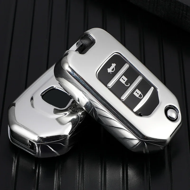 For Honda Accord Civic CR-V HR-V HRV Crider Jade Odyssey Car TPU Folding Key Cover Bag Case Shell Holder Protector Keychain