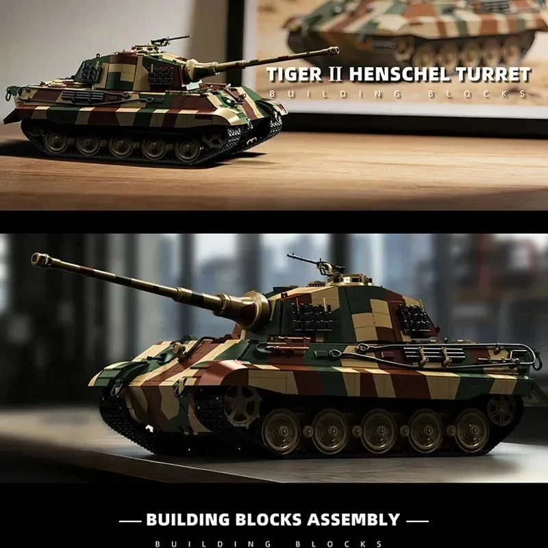 97036 Creativity Military 1:16 Heavy Tank Tiger 2 7261pcs Building Blocks Bricks Assembling Model Adult Toy Christmas Gift Set