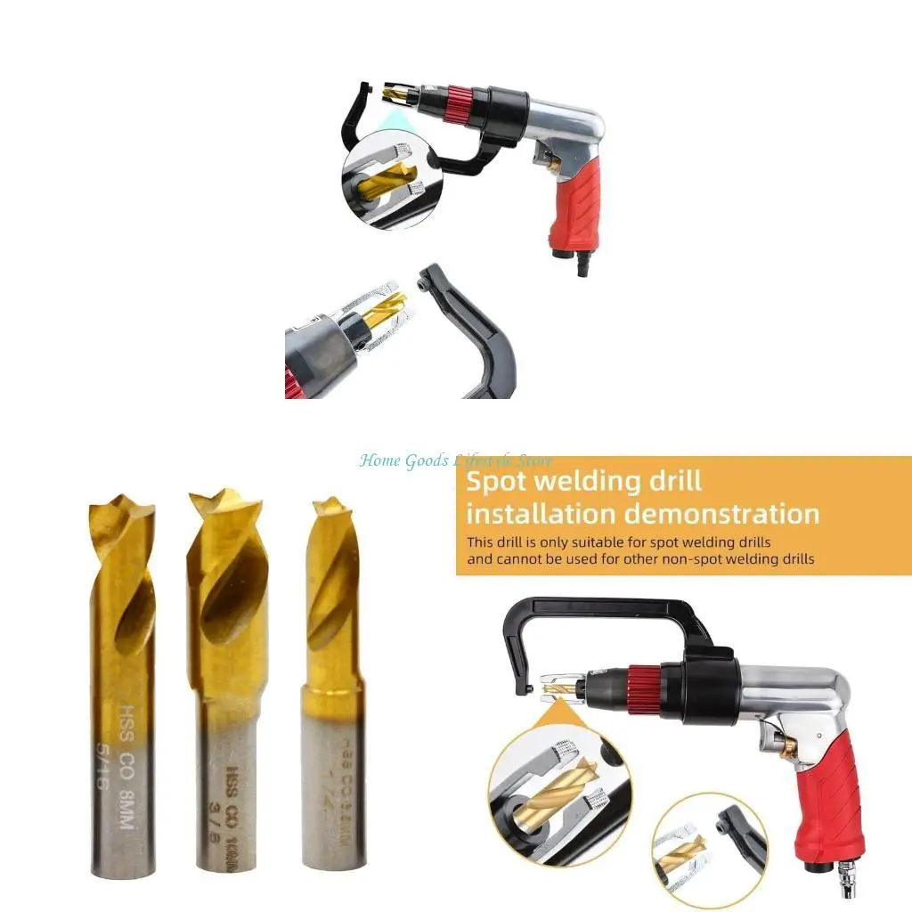 

E74E 3Pcs Welding Point Drill Bit Milling Drill Bit Set Cylinder Shank End Mill