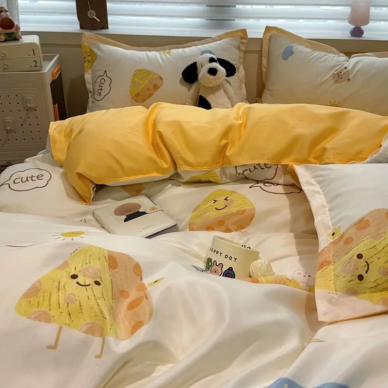 Süße Gans Bett bezug Set weiche flache Blatt Kissen bezüge Königin voller Twin Size Mädchen Jungen Geschenk nach Hause Docor Bettwäsche Set kein Füllstoff