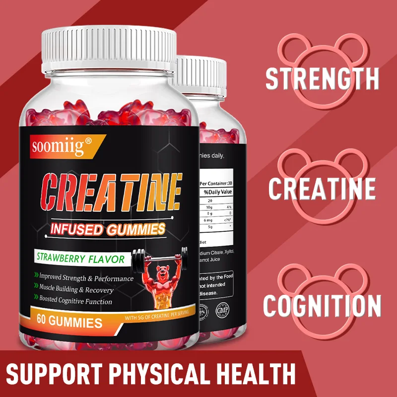 

Creatine Monohydrate Gummies - Boost Energy, Build Muscle Mass, and Improve Athletic Performance, Improve Endurance and Energy