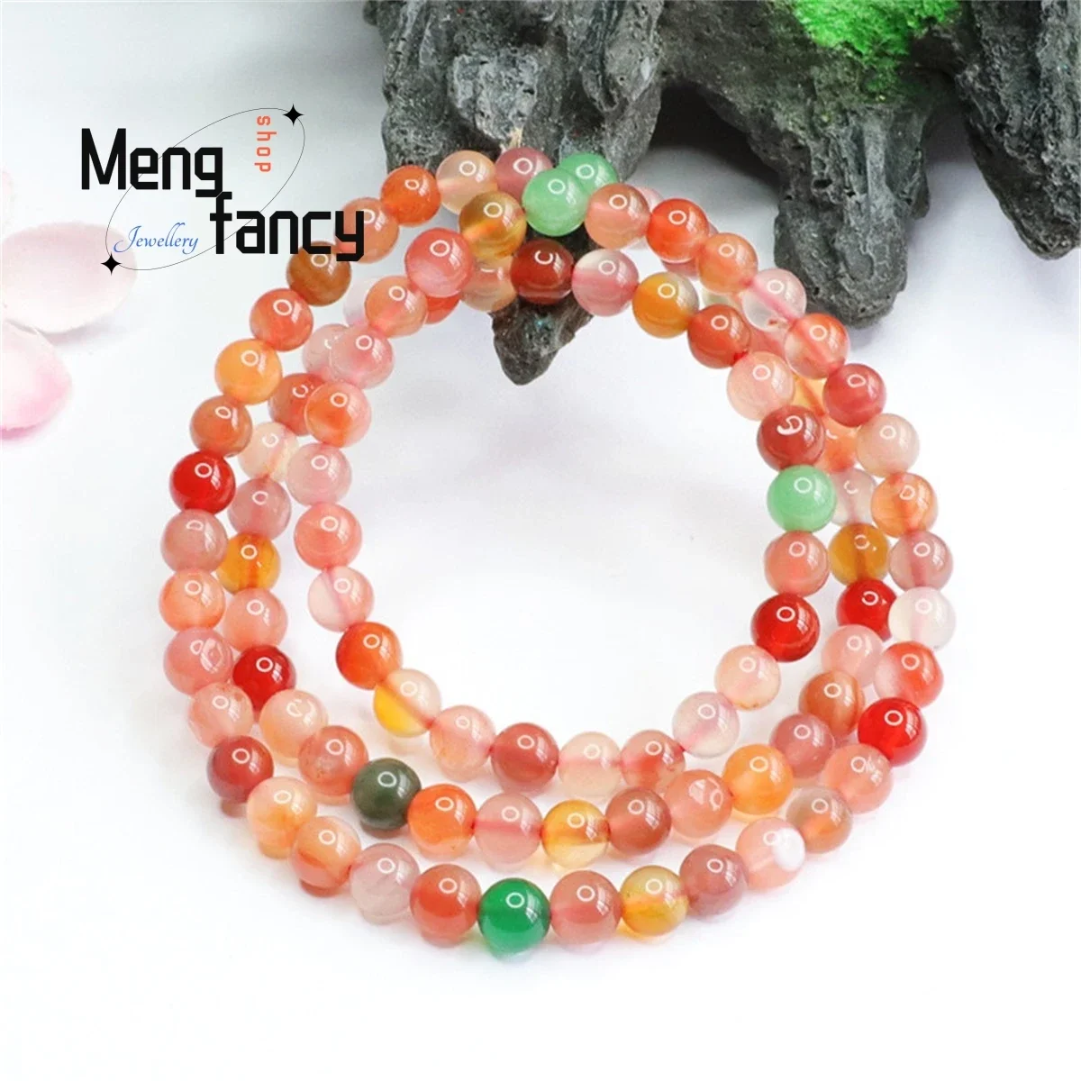 

Natural Yanyuan Agate Multi-circle Multi-color Candy Beads Bracelet Necklace Boutique Simple Generous Personality Men Women Gift